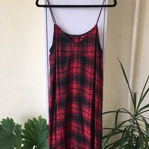 Zara Red Plaid Midi Dress